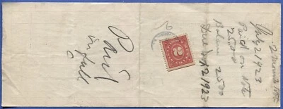 Scott #R229 2c Documentary Revenue stamp, used on 1923 document, Plattsburgh NY - Image 1 of 2