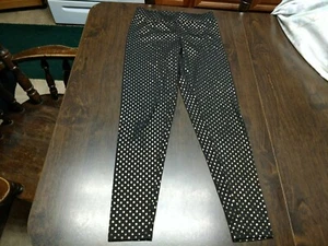 Justice Black With Gold Polka Dots Leggings Size Girl's 14 EUC - Picture 1 of 2