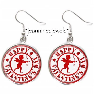 Pendientes Feliz Día de San Valentín Vintage Cupido Regalo San Valentín Plata Dije Cuelga Foto 1 de 4