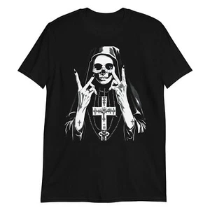 Scary Satanic Nun Halloween Gift Shirt Unholy Gothic Evil T-Shirt - Picture 1 of 8