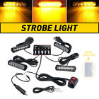 4x 6 LED Car Beacon Amber Recovery Strobe Marker Light Flashing Light Bar 12/24V