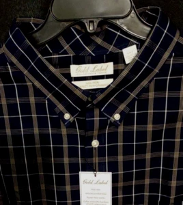 4XT Men's Roundtree & Yorke Gold Label Performance LS Dress Casual Shirt NAVY - Picture 1 of 4