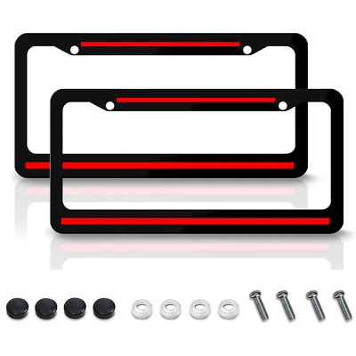 2 líneas rojas de metal para Mercedes-Benz coche SUV matrícula marco cubierta accesorios Foto 1 de 4