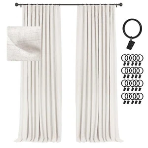 100% Blackout Curtains for Bedroom Clip Rings/Rod Pocket Black Out Curtains 2... - Picture 1 of 10