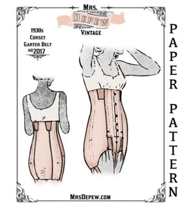 Vintage Sewing Pattern French 1930s Pin-Up Corset & Garter Belt 25-45 inch Waist - Picture 1 of 9
