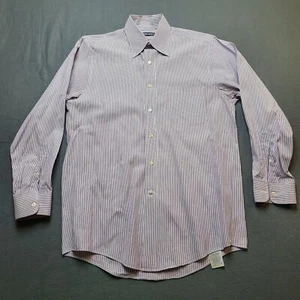 Lands' End Mens Shirt Medium Pink Striped Office Work Career - Picture 1 of 9