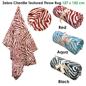 Zebra Chenille Textured Throw Rug Aqua - Picture 1 of 2