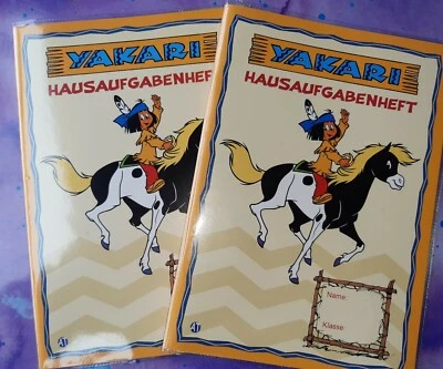 2 x Yakari Hausaufgabenheft mit Umschlag/ Hefthülle.Kinder Schule.Aufgabenheft
