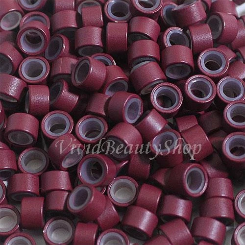 500 5mm Burgundy Silicone Micro Rings Beads for I Stick Tip Human Hair Extension - Image 1 of 1
