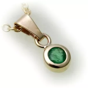 Damen Anhänger Smaragd echt Gold 585 14 karat Halsschmuck Gelbgold Qualität Neu - Bild 1 von 4