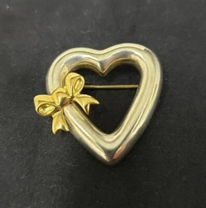 Used Tiffany & Co. Brooch Silver & Gold 925 YG 750 Ribbon Cute !! - Picture 1 of 12