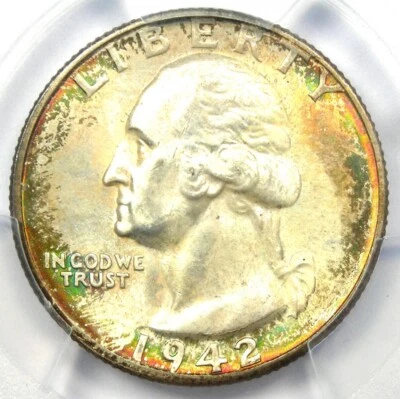 1942-D Washington Quarter 25C. Certified PCGS MS67+ CAC Plus Grade - $1800 Value - Image 1 of 4