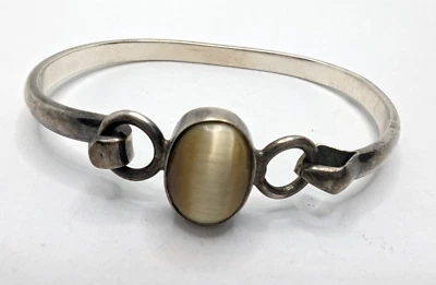 Pulsera Ovalada Plata de Ley 925 Miel Ojo de Tigre con Cierre de Gancho - 6.7 " Foto 1 de 4