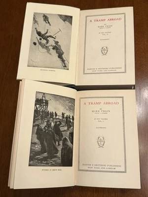 A Tramp Abroad Vol 3 - Vol 4 by Mark Twain Signed Frontispiece By The Author - Image 1 of 4