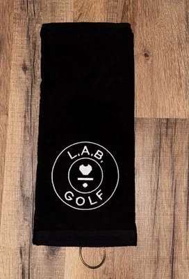 Toalla de golf LAB bordada negra Foto 1 de 2