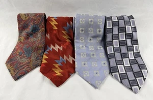 Lot of 4 Mens Neckties JT Beckett Clericci Siena Paisley Geometric Tie Set - Picture 1 of 5
