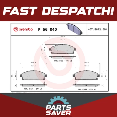 Brake Pads Set fits NISSAN X-TRAIL T30 2.0 Front 01 to 13 Brembo 410600W785 New - Image 1 of 4