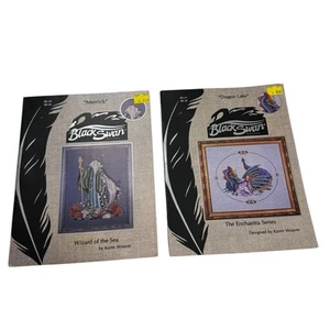 Black Swan Designs Dragon Woman Wizard Cross Stitch Pattern Charts Vintage - Picture 1 of 7