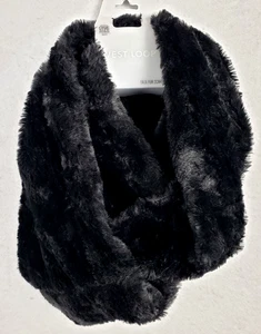 West Loop Womens Faux Fur Black Infinity Scarf - Super Soft - Warm & Furry NEW - Picture 1 of 2