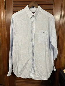 Vineyard Vines 100% Linen Shirt Mens L Pink Striped Classic Fit Tucker Preppy - Picture 1 of 4