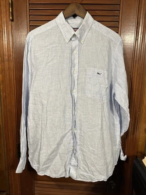 Vineyard Vines 100% Linen Shirt Mens L Pink Striped Classic Fit Tucker Preppy - Image 1 of 4