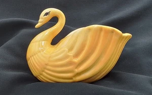 BLASSGELBER VINTAGE SCHWAN VOGEL SCHMINKRING SCHMUCKSCHALE KERAMIK ART DECO SIGNIERT - Bild 1 von 14