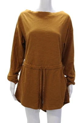 Mameluco Marissa Webb Mujer Algodón Manga Larga Cordón Cuello Barco Naranja Talla M Foto 1 de 4