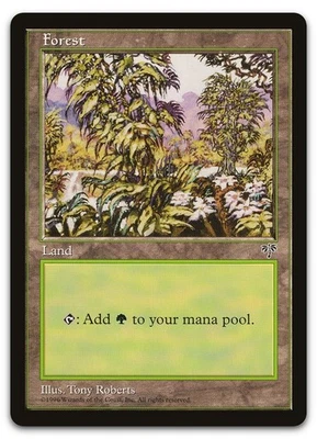 MTG Forest 4 x (x2 White Flowers Right) (x2 Pink Flowers Right) Mirage Regular - Image 1 of 2