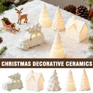 Christmas Ceramic Miniature Landscapes, Tabletop Xmas Decorative Ornaments X3D7 - Picture 1 of 21
