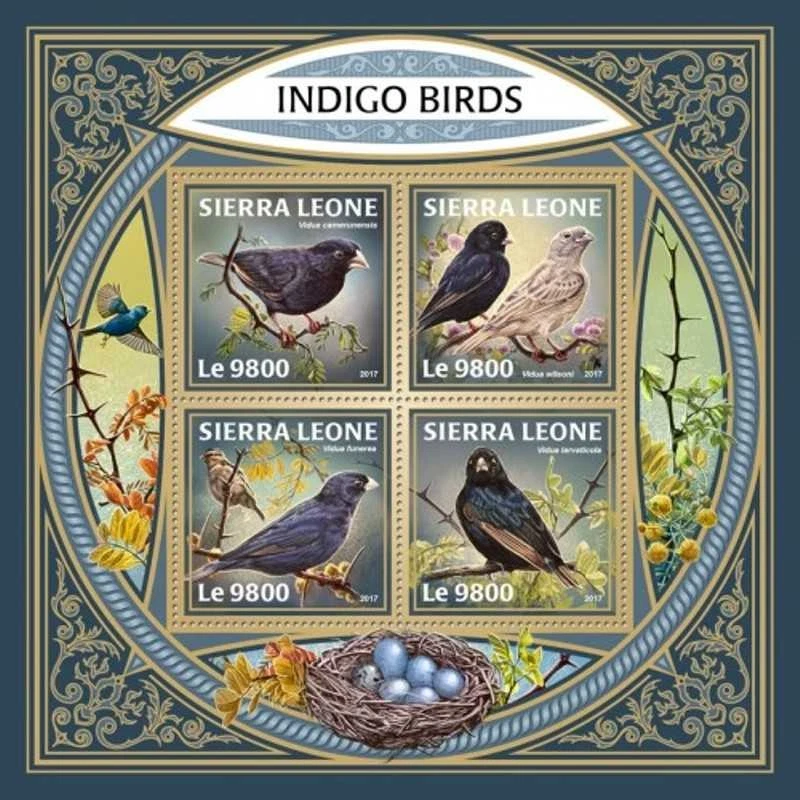 Sierra Leone - 2017 Indigo Birds - 4 Stamp Sheet - SRL171214a - Image 1 of 1