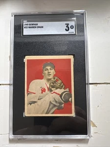 1949 Bowman - #33 Warren Spahn - SGC 3 VG Boston Atlanta Braves - Foto 1 di 5