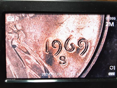 1969-S  Lincoln Memorial Cent   AU  Double Die (DDO) Obverse    Circulated - Image 1 of 3