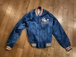 VINTAGE DENVER BRONCOS FOOTBALL BLUE SATIN JACKET M - Picture 1 of 6