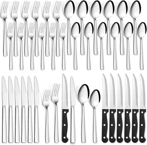 Besteck Set 6 Personen,  36 Teiliges Edelstahl Besteckset Mit Steakmesser, Hochw - Bild 1 von 14