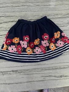 Gymboree Girls Navy Blue Adjustable Waist Floral Skirt Size 7 - Picture 1 of 8