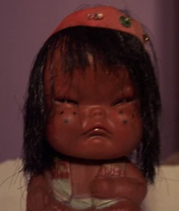 VINTAGE MOODY CUTIES Indian Boy/Girl Pouting Face Mad Face Squeaker Toy Rubber?? - Picture 1 of 4