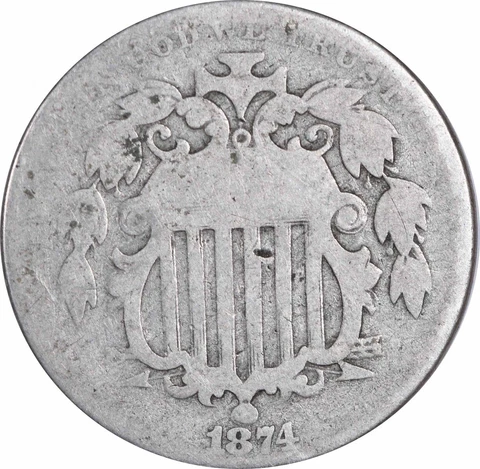 1874 Shield Nickel G Uncertified Cover