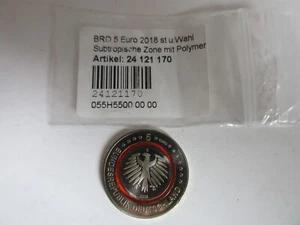 5 Euro € Federal Republic of Germany 2018 "Subtropical Zone" Orange Polymer Ring Mint G, New!!! - Picture 1 of 2