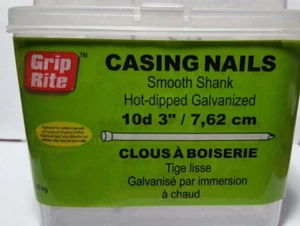 Casing Nails Smooth Shank Hot Dipped Galvanized 10d 3" Grip Rite 1.50kg 7.62cm - Picture 1 of 11