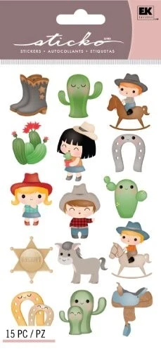 Hoja de pegatinas Sticko “Cowboy Cuties”, incluye 15 pegatinas, ¡nuevas en paquete! Foto 1 de 1
