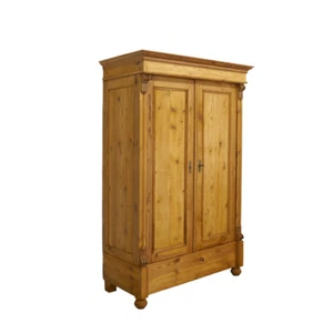 Wardrobe hallway cabinet antique Wilhelminian period softwood 2 door W:119cm -11684- - Picture 1 of 10