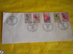 France 1st day cover + stamps winter olympic games grenoble 27 jan 1968 - Picture 1 of 4