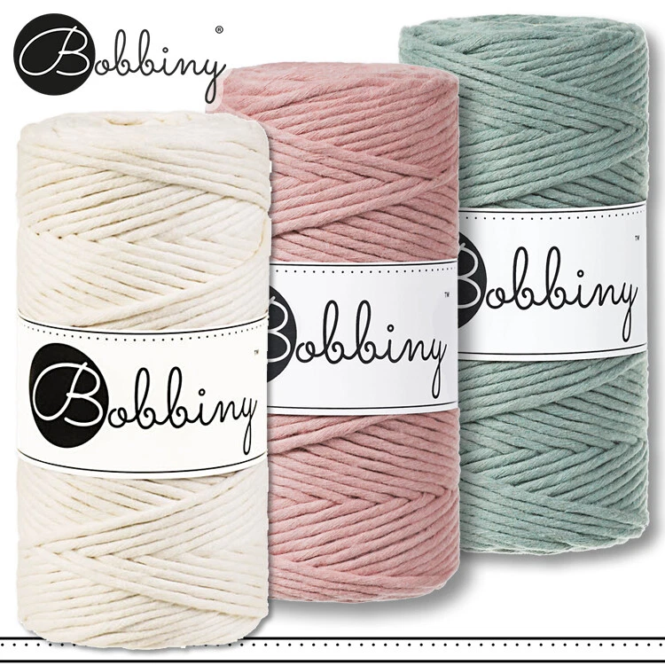 Bobbiny 3 x 100 m Cordoncino Macramè Ø 3 mm | Naturale + Blush + Alloro - Immagine 1 di 1