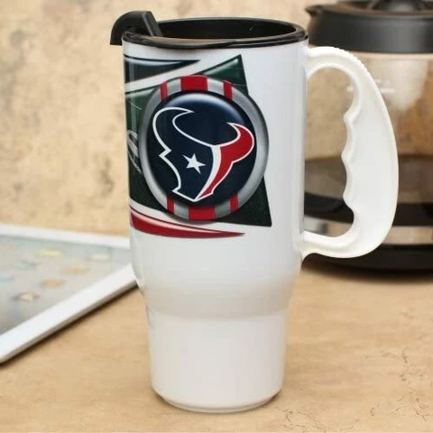 NEW NFL Houston Texans 16 Ounce Roadster Plastic Travel Mug Cup with Lid Cover