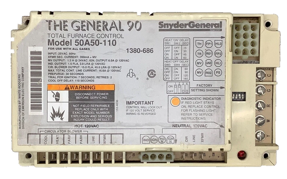 50a50-110 Furnace control board for York, Armstrong 1380-686 - Image 1 of 1