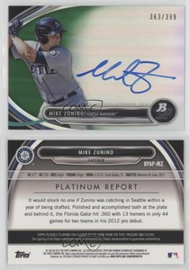 2013 Bowman Platinum Prospects Green Refractor /399 Mike Zunino Rookie Auto RC
