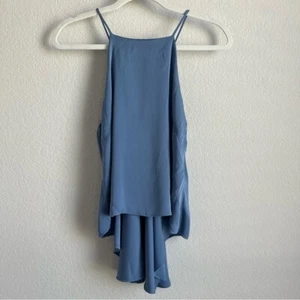 Milly Silk Blend Women's Periwinkle Blue Flare Spaghetti Strap Tank Top Size S - Picture 1 of 8