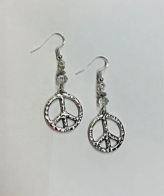 Мир знак серьги, с прозрачный кристалл акцент бисер, Бесплатная доставка - Изображение 1 из 2