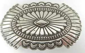 Vintage J.J. Sterling Silver American Indian Belt Buckle Signed J.J. Santa Fe - Picture 1 of 4