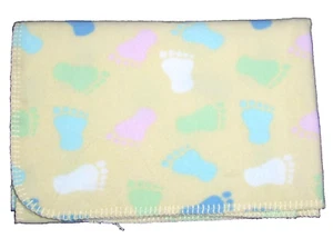 Circo Target Yellow Footprints Baby Feet Blanket Blue Pink Green Fleece 30x40 - Picture 1 of 2